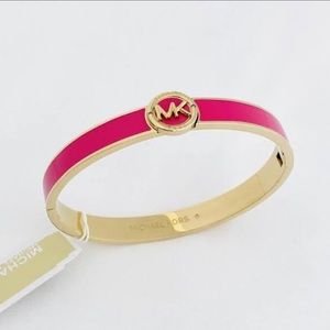 New! Michael Kors Hot Pink and Gold Bangle Bracelet